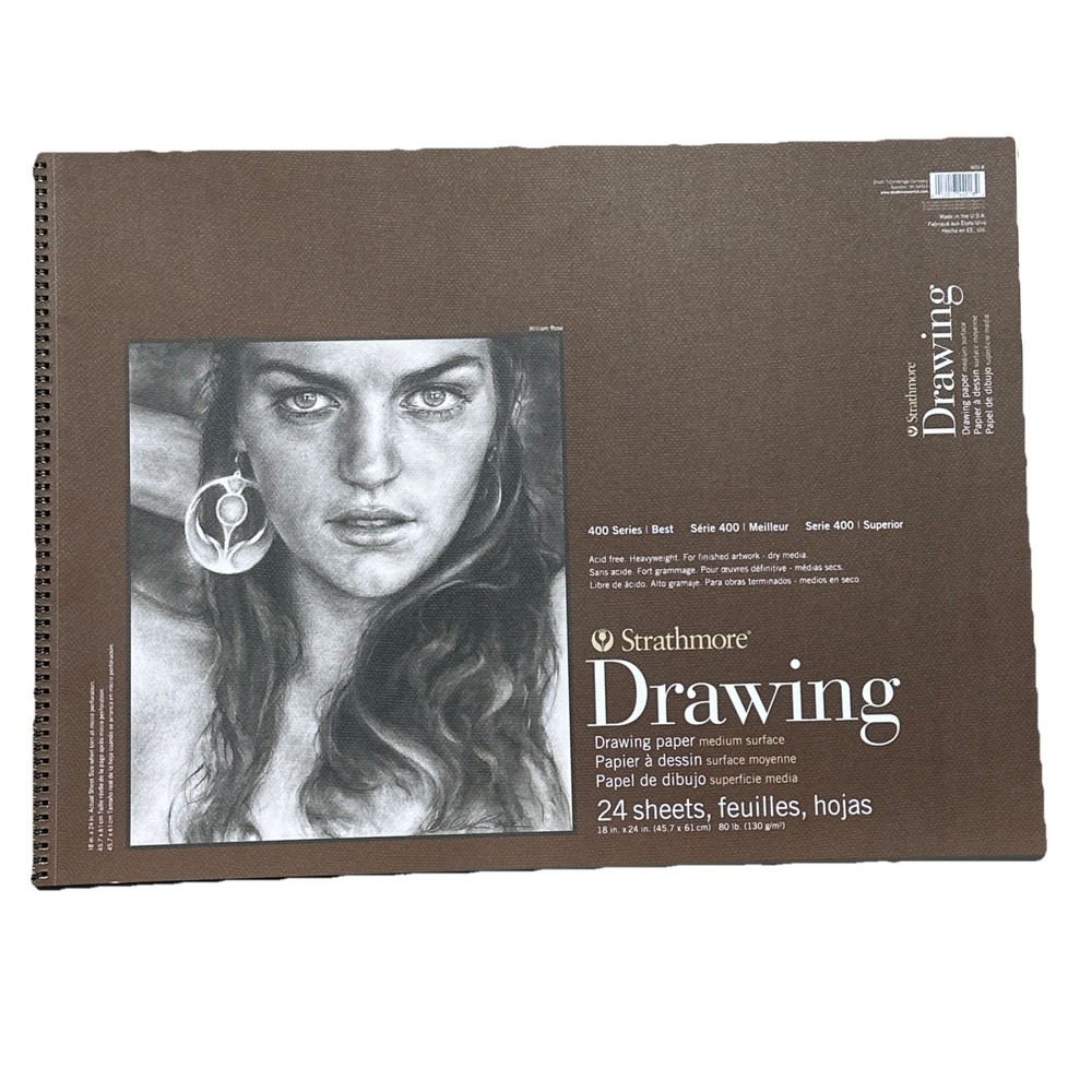 400-8 Series Strathmore Drawing Paper, Medium Surface, 24″x18″, 24 Sheets Cream