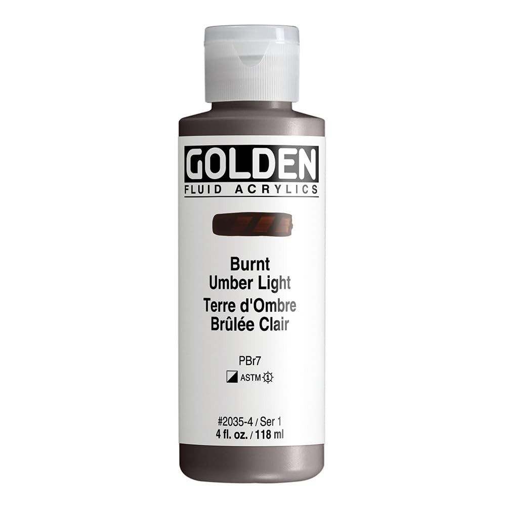 Fluid Acrylics Burnt Umber Light 4 Fl Oz Bottle Professional SemiOpaque