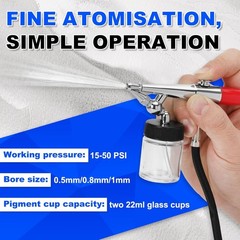 Single-Action Siphon Feed Spray Gun Kit Airbrush H-Set 3 Nozzles & 6-Foot Hose