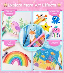 237 Piece Kids Art Set with Double Sided Easel Drawing and Painting Kit