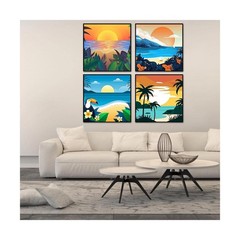 AOSGEDY 4 Pack Paint by Numbers for Adults and Kids Beginner，Landsc… Fa