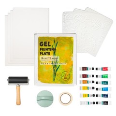 Gel Printing Plate Kit Complete Printmaking Set 5×7 Inch Gelatin Brayer Tools