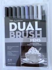 NEW Tombow 56171 Dual Brush Pen Art Markers GrayscalePalette 10-Pack