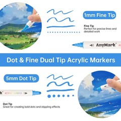 48 Colors Acrylic Paint Markers Dual Tip Dot Fine for Canvas Wood Glass