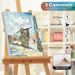Paint Set for Adults & Kids, Painting Supplies Kit with 6 Canvases, 24 Acrylic P