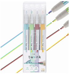 Sunstar Stationery S4540778 Water-Based Pen Twin 2-Color Line Pen Set of 4pcs