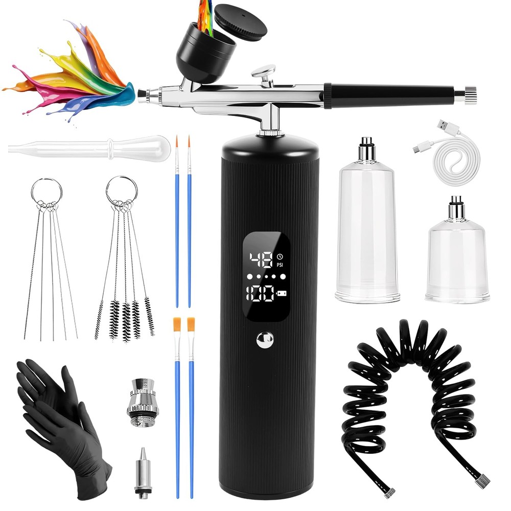 Airbrush Kit With Compressor, 48PSI High Pressure Portable Airbrush, 0.3mm No…