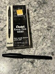 Pentel Extra Fine Point S580-A Super Fine Line Writing Black Pen Box Of 12 Japan