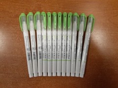 12 Pack: Zebra Mildliner Double Ended Pens, Bold/Fine Tips, Green W1C