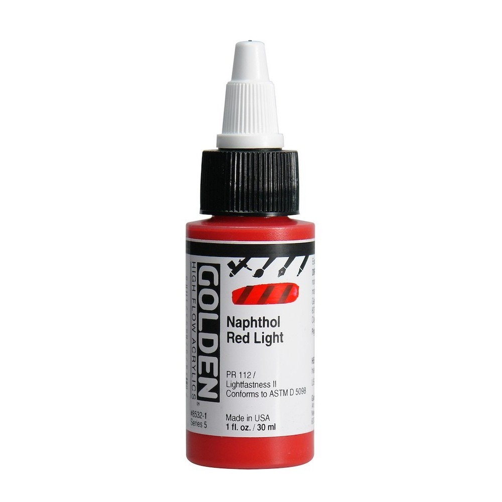 Golden High Flow Acrylics 1oz. Napthol Red Light – 1 oz 85321 Ser 5 NEW