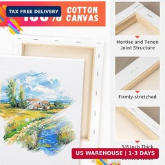 Stretched Canvas for Painting Pack of 6 Pre-Primed Wood Framed Blank White Canva