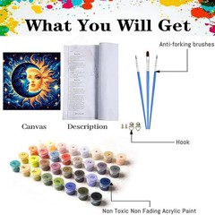Axquilon Paint by Numbers Kit for Adults 16x16in(40x40cm), Sun and Moon