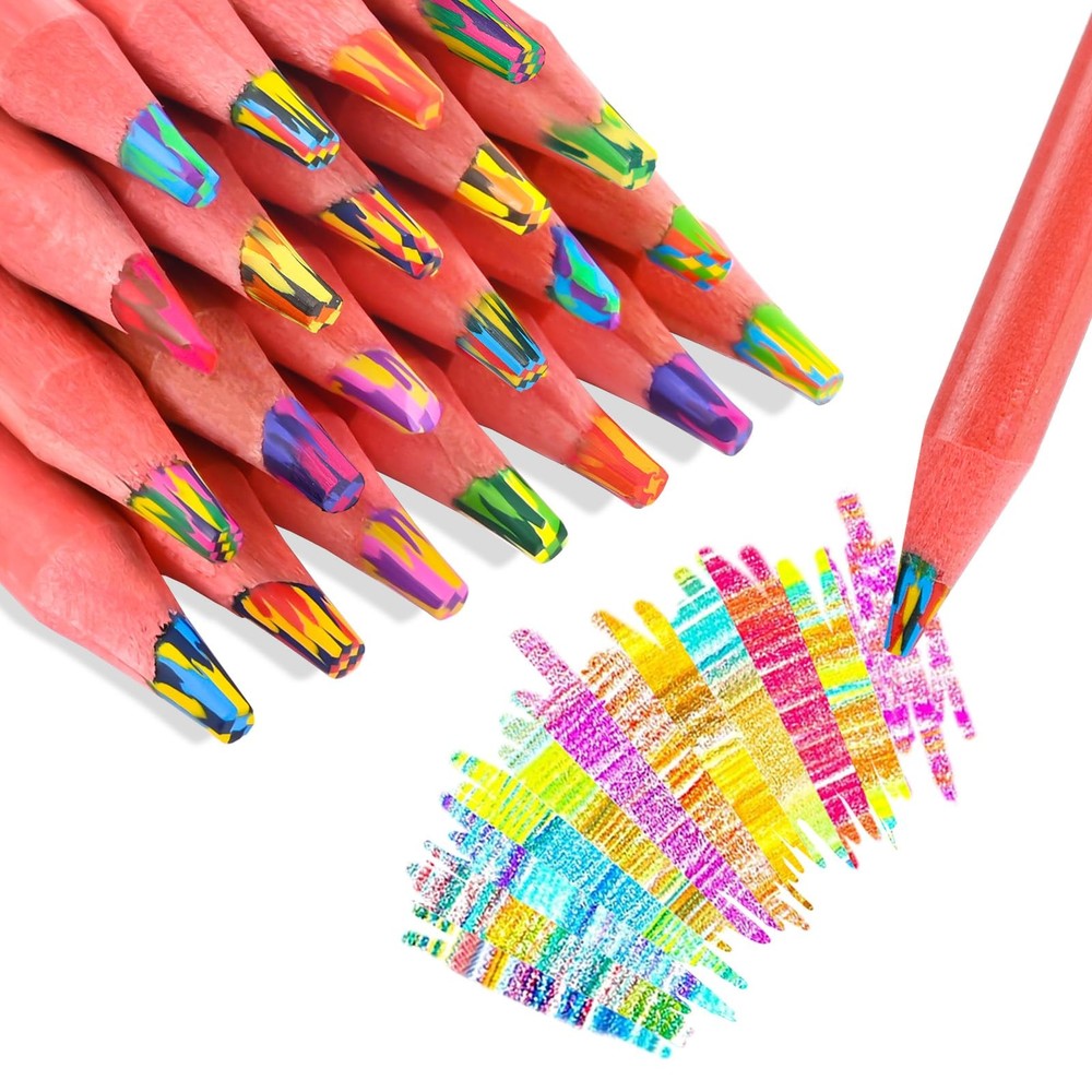 TINNIVI 12 Colors Rainbow Pencils for Kids, 12 Pieces Rainbow Colored Pencil …