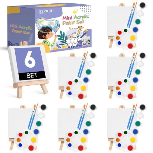 6 Set Mini Acrylic Paint Kit,Mini Stretched Canvas with 6 set 3*3