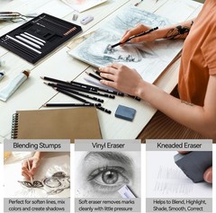 PANDAFLY Drawing Sketching Pencil Set, 22 Piece Pro Art Pencil Kit – Graphite Pe
