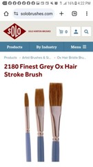 SOLO HORTON 2180 Finest Grey Ox Hair Stroke Brush 1 Dozen 1/8 in size.