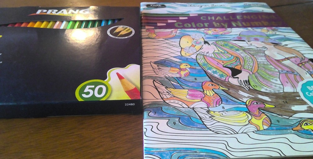PRANG Colored Pencils +COLOR BY NUMBER Coloring Book, w GOLD & SILVER pencils