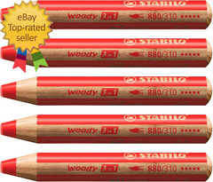 Multi Talented Pencil Woody 3 in 1 Pack of 5 red