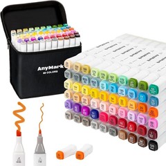 AnyMark Alcohol Markers, 60 Colors Dual Tip Art Coloring Markers Set for Adult B