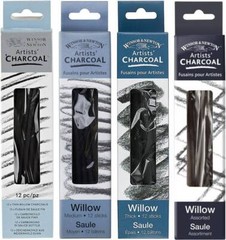 Winsor & Newton 7005172-7005175 Artists Willow Charcoal Sticks, Box of 12 Sticks