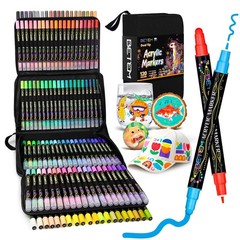 Paint Markers 120 Colors Dual Tip Water Based Acrylic Fabric Art Betem Kits Pens
