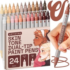 ARTISTRO 24 Skin Tones Acrylic Paint Markers – Paint Pens for Drawing – For Fabr