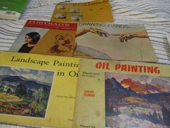 Lot of 5 Pitman Vtg. Drawing Painting 1950’s Portraits, Hands, Landscape, Books