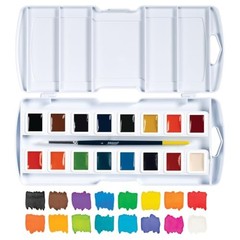 Semi-Moist Watercolors 16-Color Refillable Half Pan 16-Color Set (1-Pack)