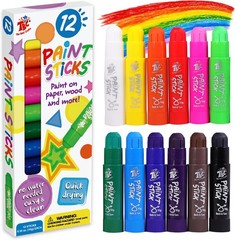 Paint Sticks,12 Classic Colors, Washable, Non-Toxic, Tempera Paint Sticks for Ki