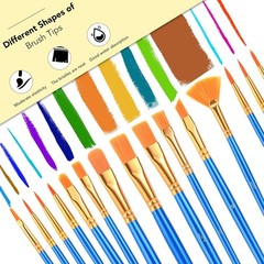 AROIC Acrylic Paint Brush Set, 30 pcs Nylon Hair Brushes 30pcs, Bule