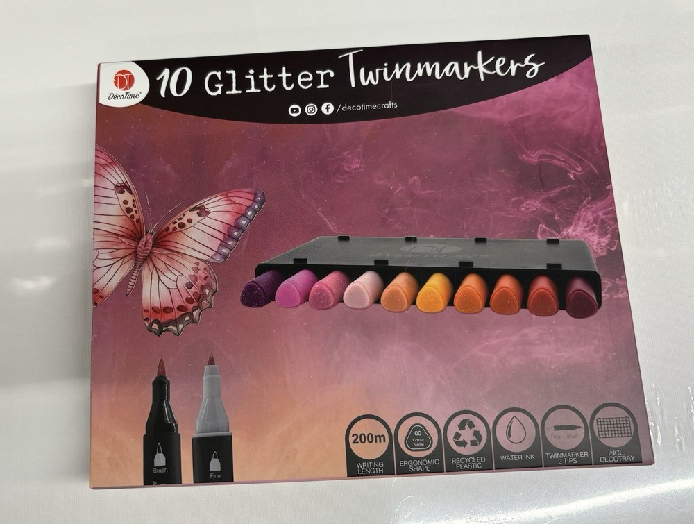 Decotime 10 Glitter Twin markers Collect & Connect Deco Tray Alcohol Ergonomic