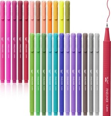 Fineliner Pens Colored, 24 Pack, Bible Journaling Pen, Ergonomic Triangular C…