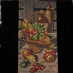 Paint by Numbers Finished Painting Still Life Fruit Basket with Bottles