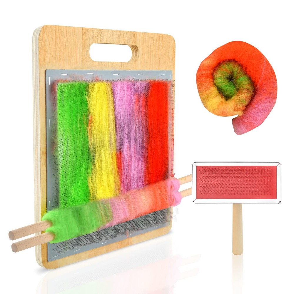 Wool Blending Board Carding Brush Set with Board and Brush for Rolags