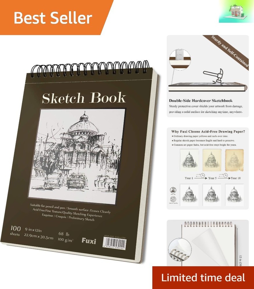 Versatile 9″ x 12″ Spiral Sketch Book – Perfect for Kids & Adults’ Creations