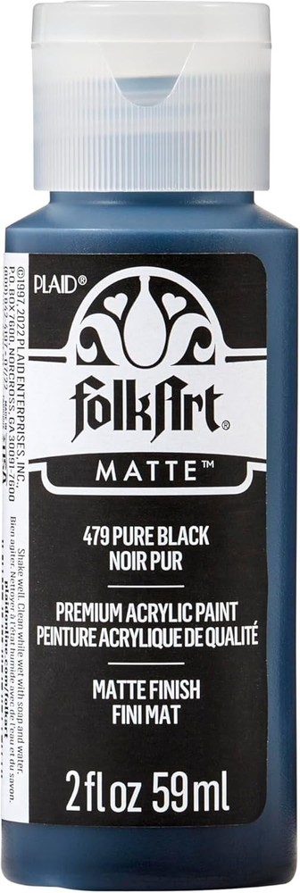 Elegant 2 Fl Oz Pure Black Acrylic Paint with Matte Finish – Made in USA
