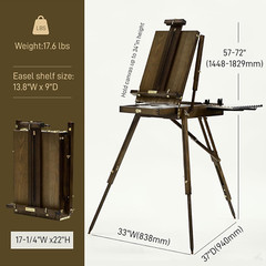 French Easel for Painting, Deluxe Beech Wooden Field & Studio Sketchbox Easel St