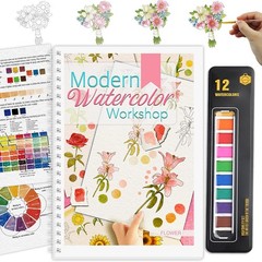 Watercolor Workbook, Workbook Paint Book Beginner Friendly RED