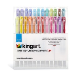 24 Twin-Tip Creative Markers Soft Mild Pastel Highlighter Pen Set Dual Tip
