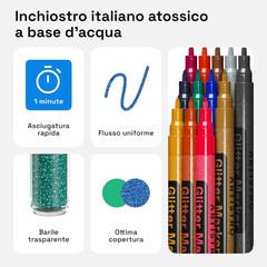 Glitter Paint Pens for Rock Painting, Stone, Ceramic, Glass, Wood, Fabric, Scrap