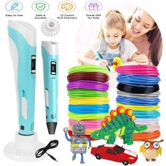 12 Color Filament 3D Printing Pen Set 3D Drawing Pen with Led Display Kid Gift