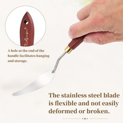 Palette Knife Painting, 9.1″ Stainless Steel Spatula, Mahogany Finish(Diamond)