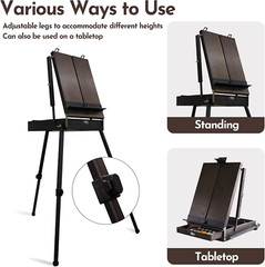 70″ Folding French Easel with Aluminum Legs and Drawer for Painting & Sketching