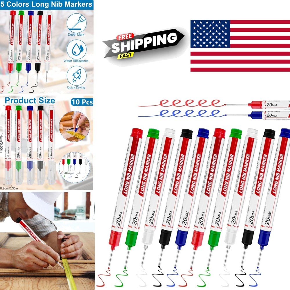 10 Pcs Deep Hole Marker Pens Multi Color Quick Dry Waterproof for DIY Projects