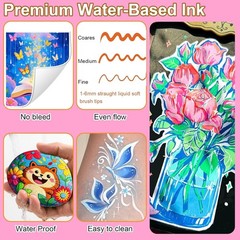 144 Colors Dual Tip Acrylic Paint Markers, Waterproof Non-Toxic Odorless Acrylic