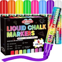 8 Colors 10Mm Liquid Chalk Markers, 2-In-1 Nib Washable Jumbo Chalk Markers for