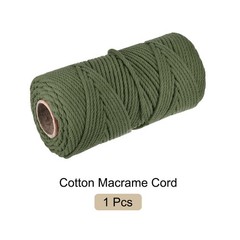 5/32″ 328 Feet Macrame Cord, Cotton Cord Rope String 4 Strands Forest Green