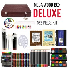 U.S. Art Supply 162-Piece Mega Wood Box Artist Kit 162-Piece, Multicolored