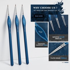 Detail Paint Brushes10/0, 6PC Extra fine Detail Miniature Paint Brush Very Fi…