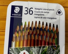 Staedtler 36 Triangular Colored Pencils Metal case. New.